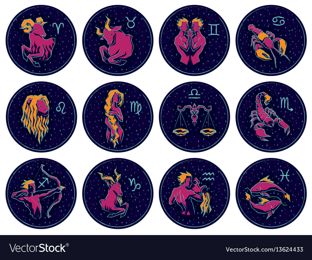 Zodiac signs on night