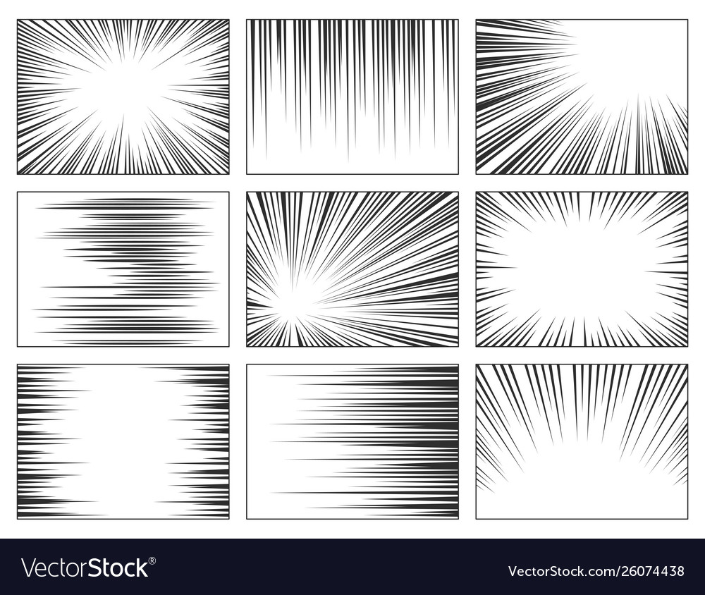 Set of comic style action effects speed lines Vector Image