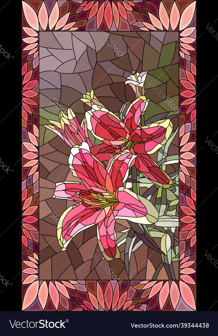 Couple pink lilies Royalty Free Vector Image - VectorStock