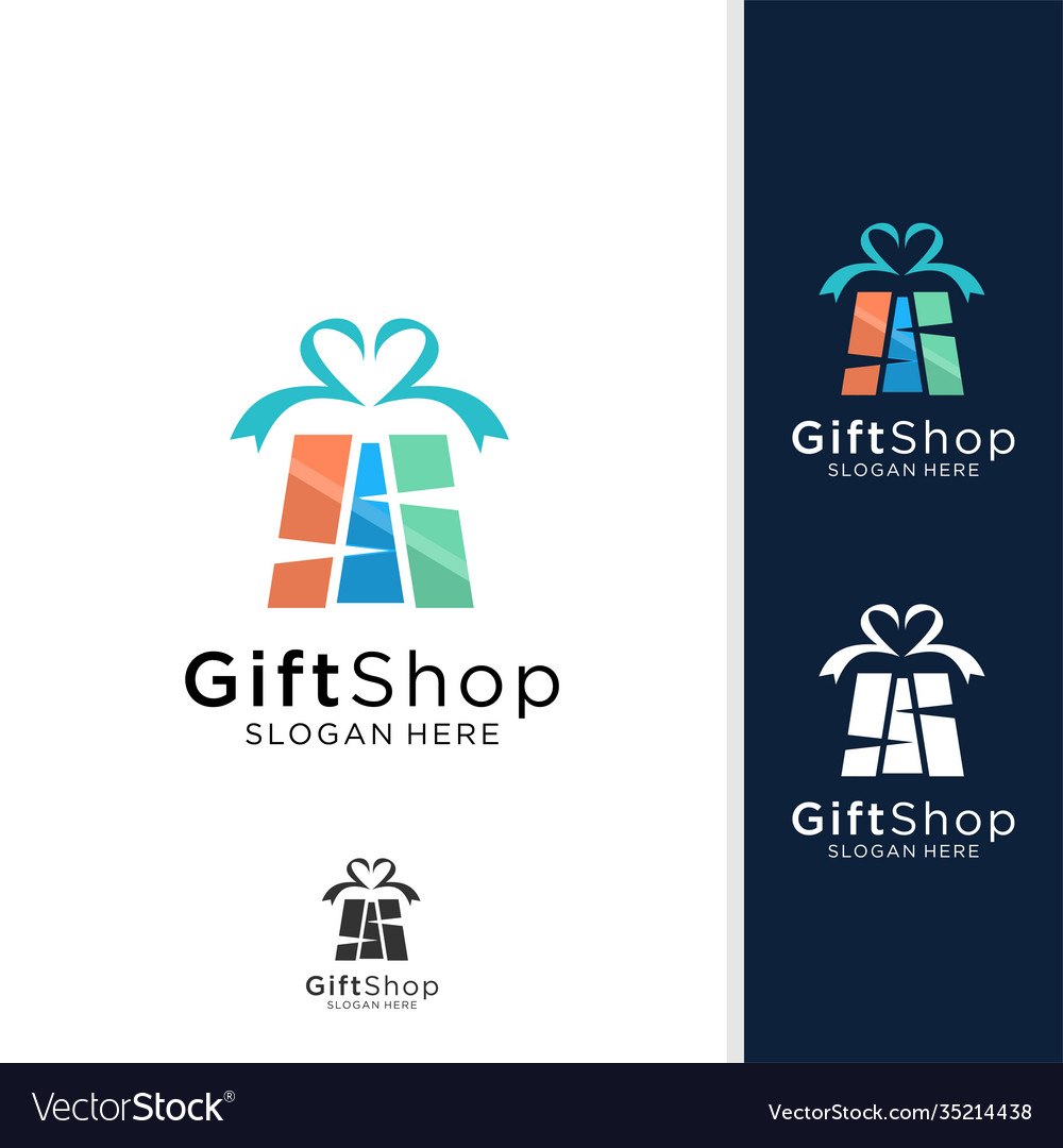 Gift shop logo design concept template Royalty Free Vector