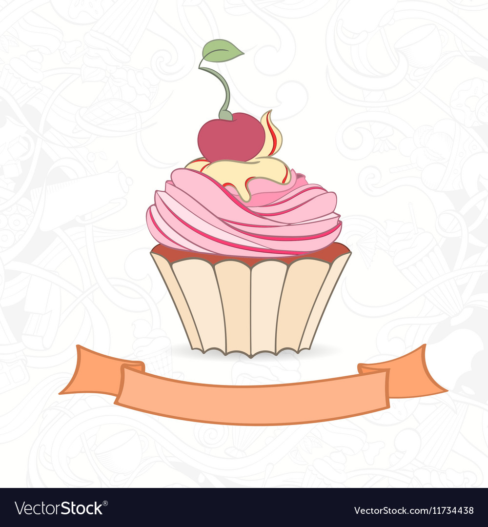 Hand gezeichnet Hintergrund von Doodle-Stil Cupcakes