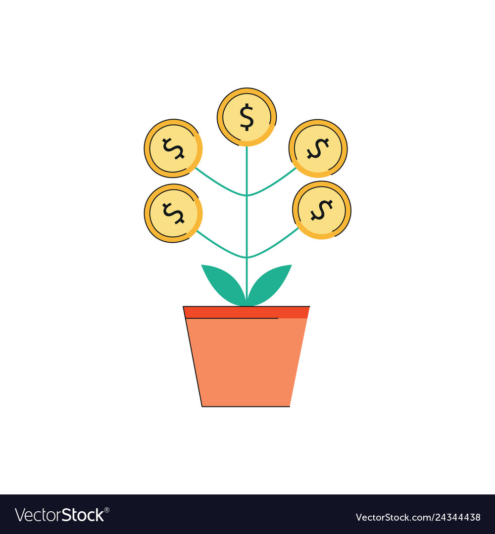 Investment concept money plant glow icon