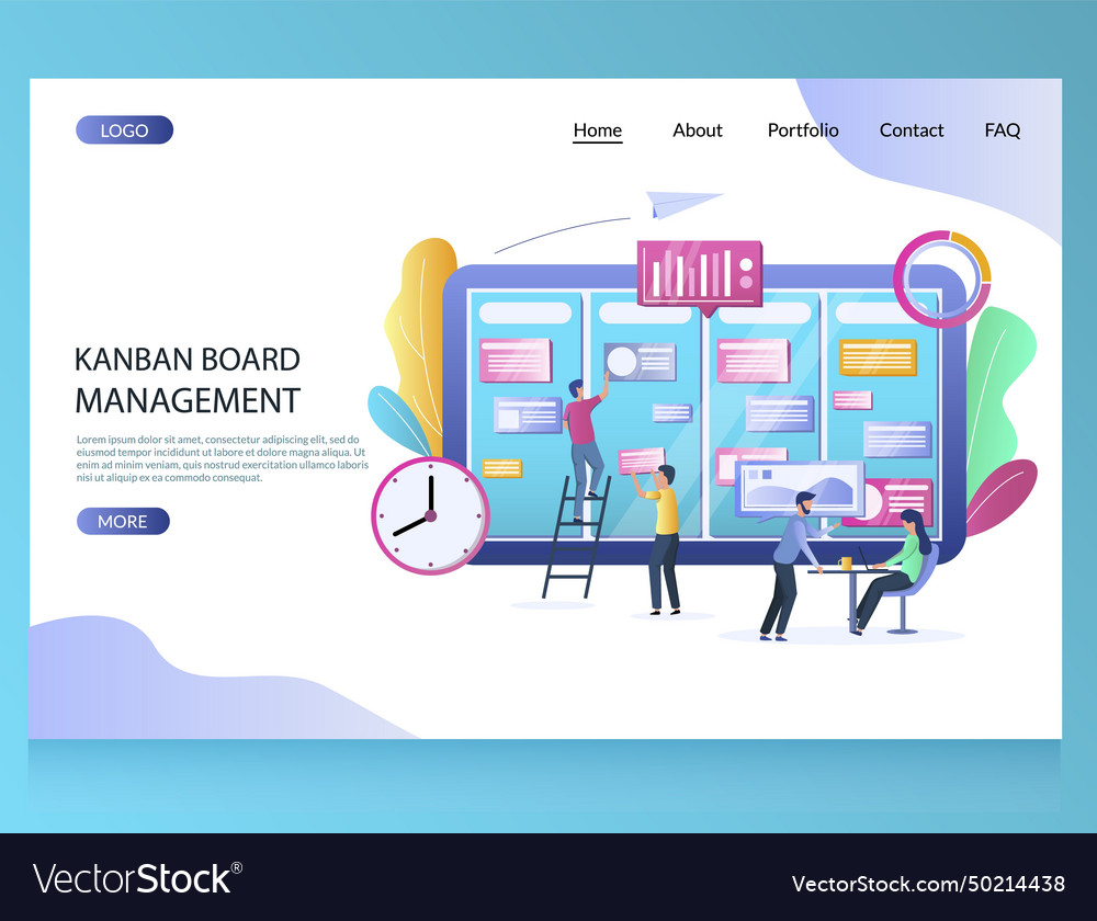 Kanban board management website landing page