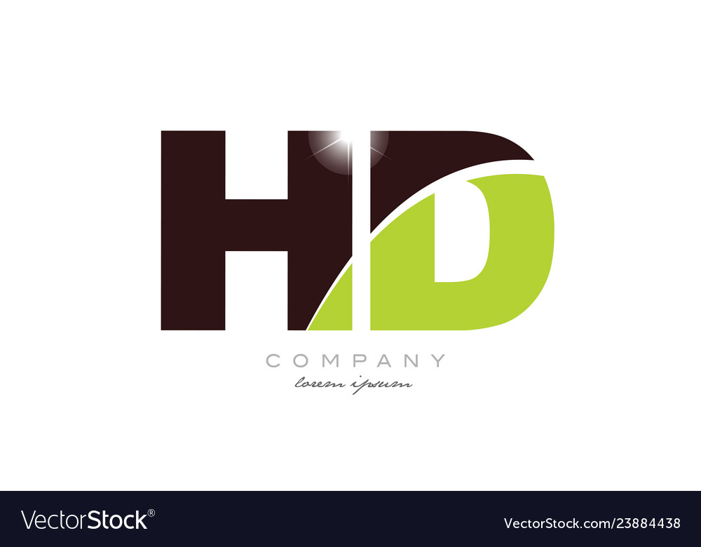 Letter hd h d alphabet combination in green Vector Image