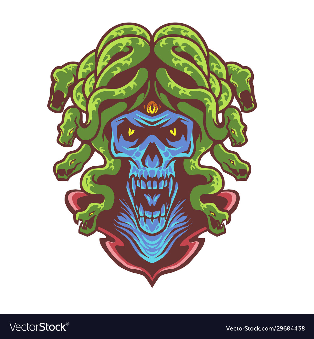 Medusa skull head mascot logo Royalty Free Vector Image