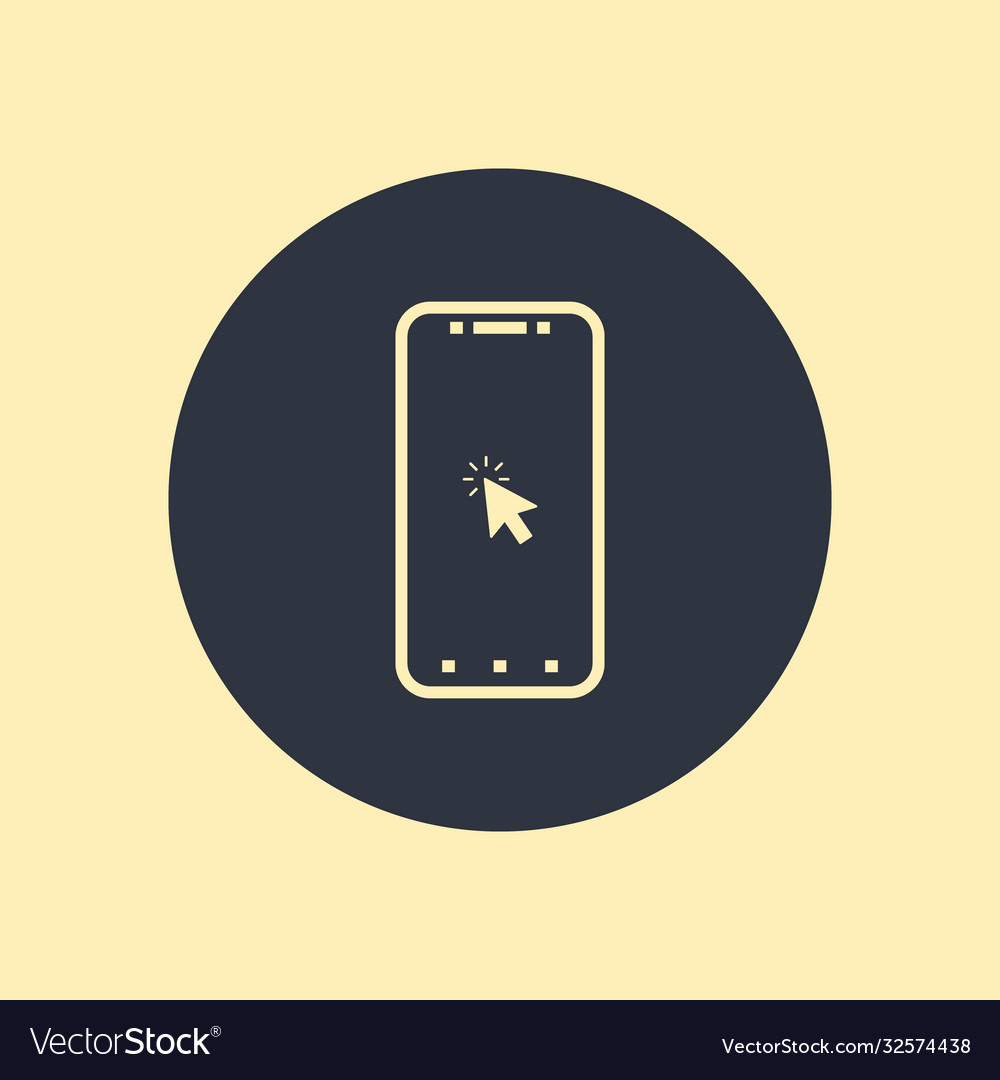 Mobile phone line icon on round background click Vector Image