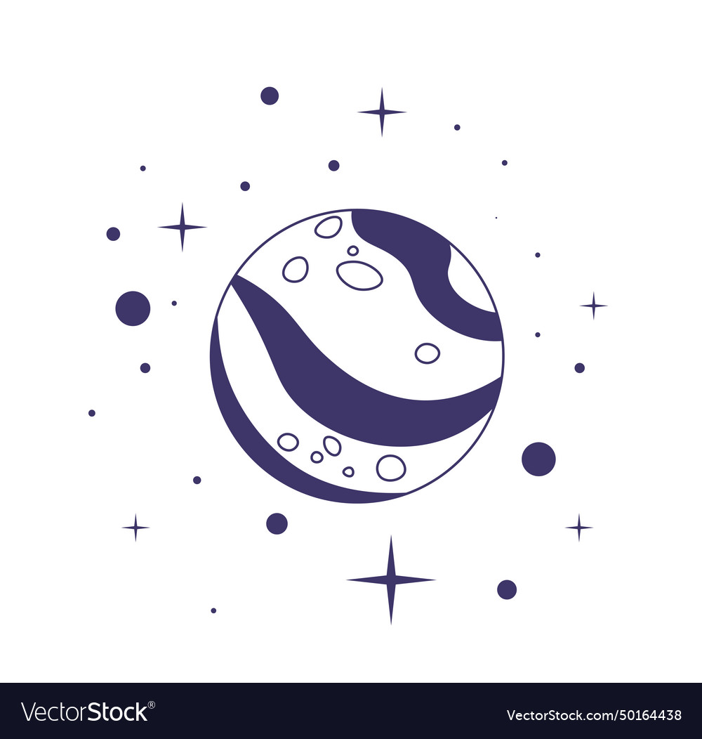 Mystical planet with stars boho and magic Vector Image