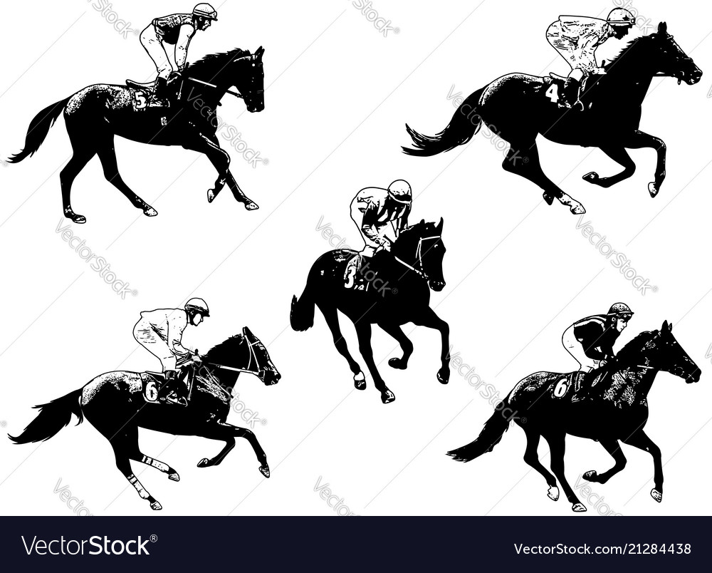 Racing horses and jockeys 2 vector image Racing horses and jockeys 2