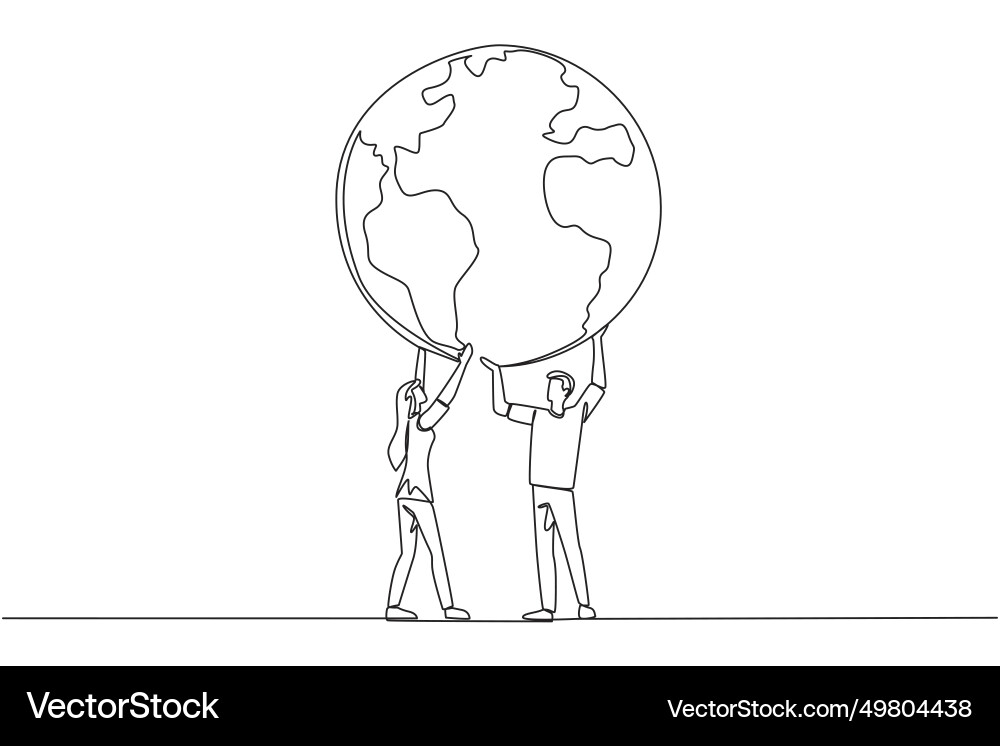 Single continuous line drawing a man and woman Vector Image