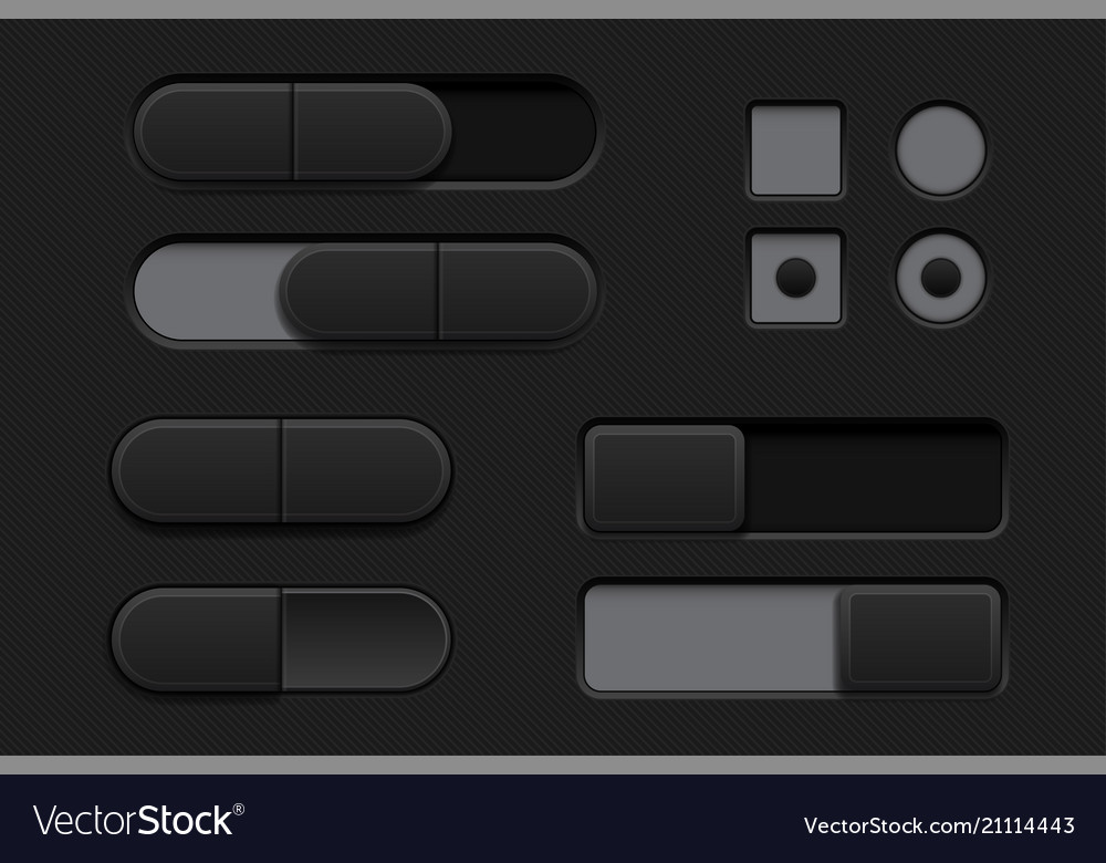 Black interface buttons 3d set of icons