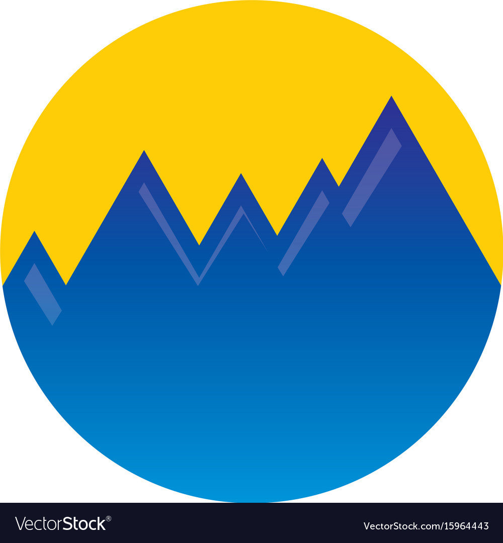 Circle mountain hiking logo Royalty Free Vector Image