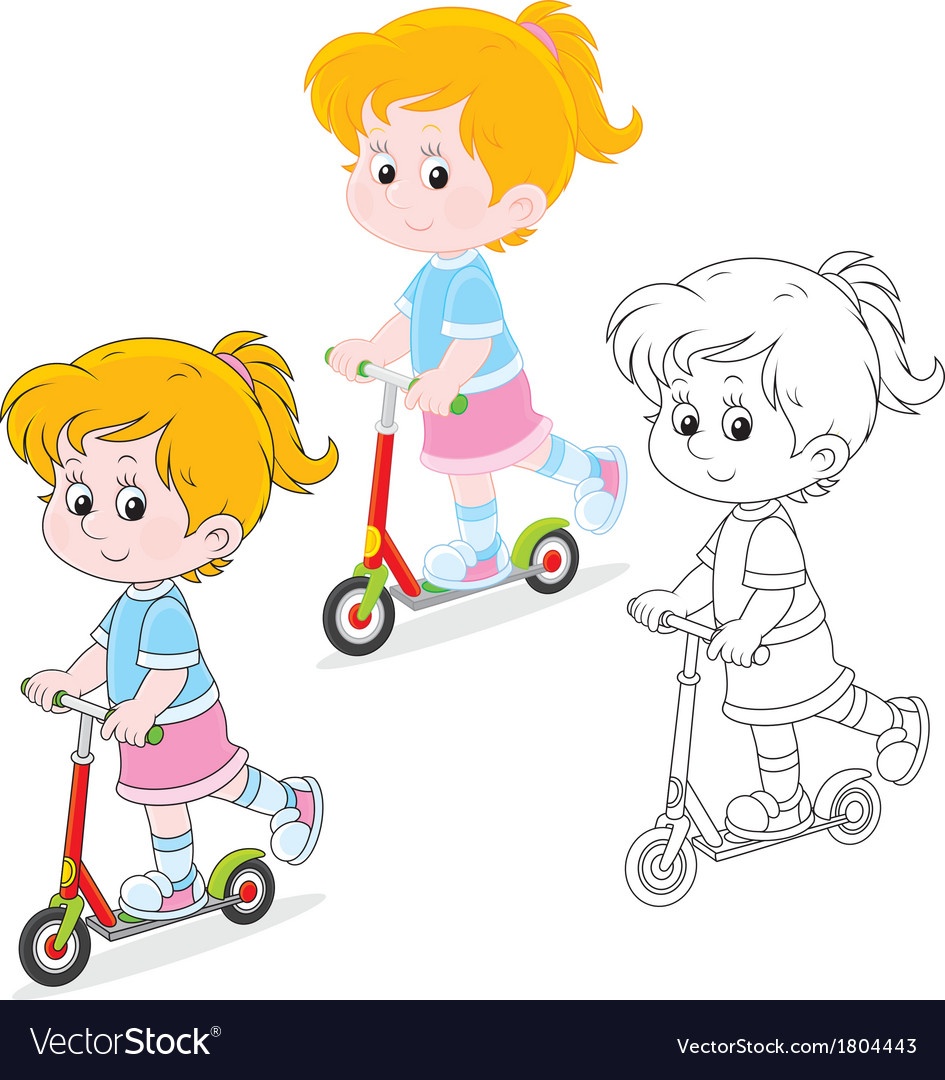 Girl scooterist Royalty Free Vector Image - VectorStock