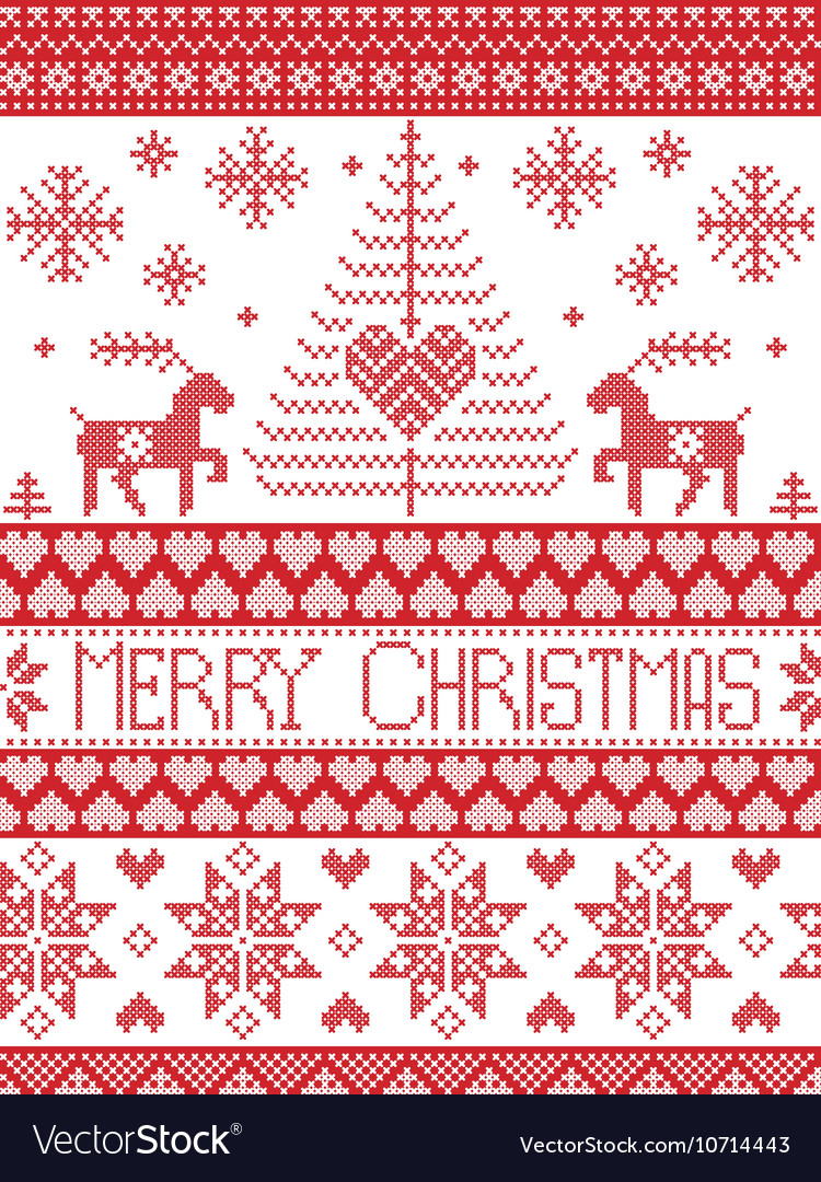 Merry xmas tall pattern with reindeer