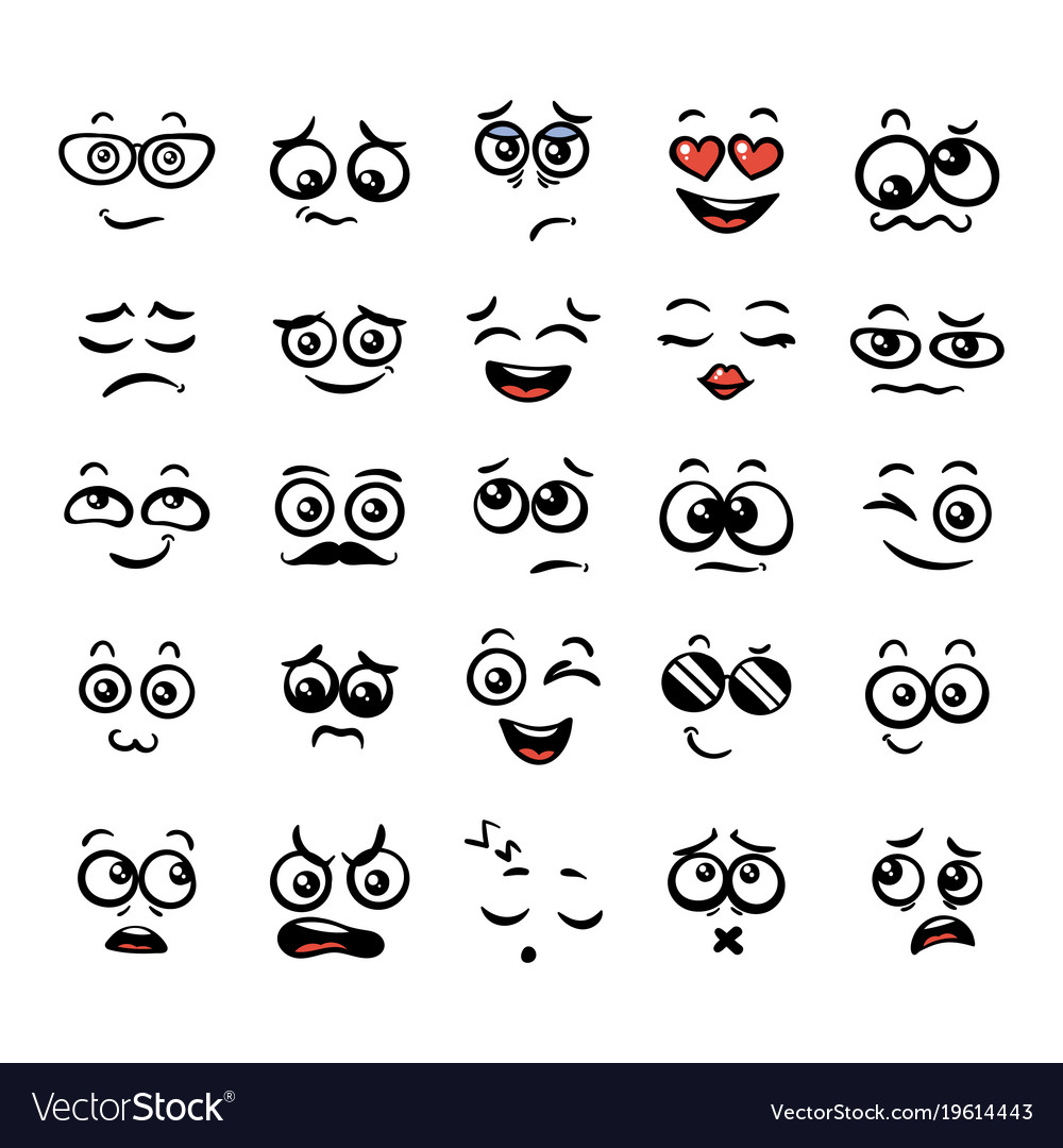 Set of cute lovely kawaii emoticon Royalty Free Vector Image