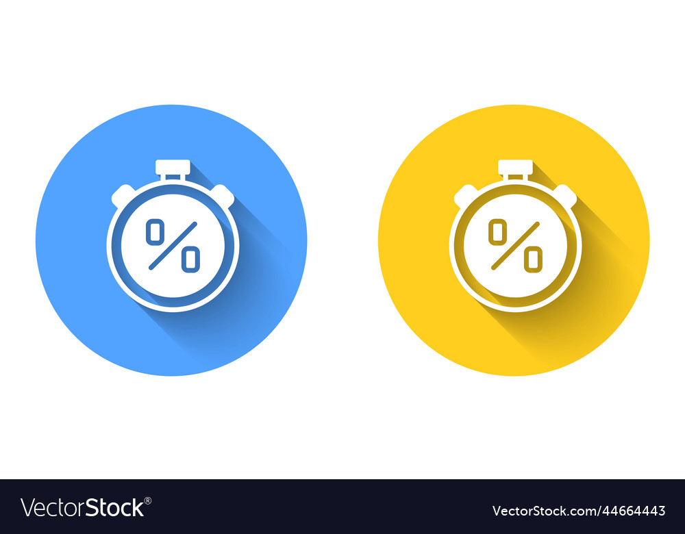 White stopwatch with percent discount icon