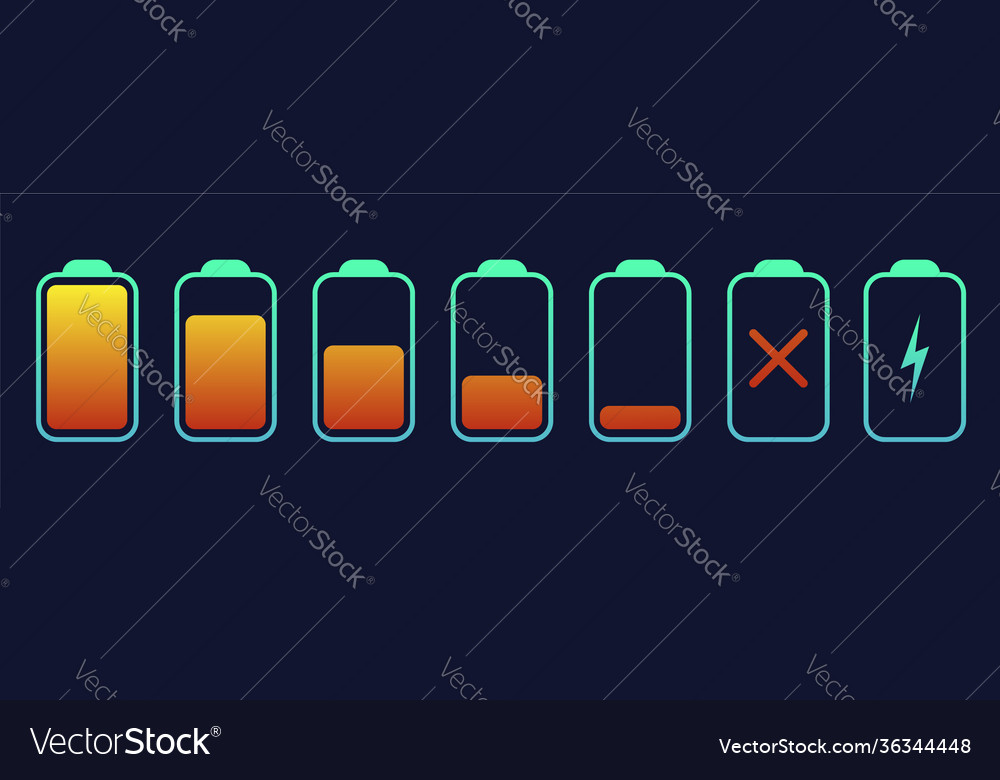 Battery symbol collection different level of Vector Image