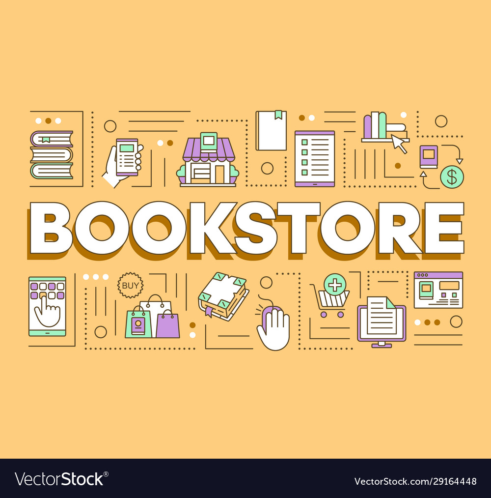 Bookstore word concepts banner buying books Vector Image