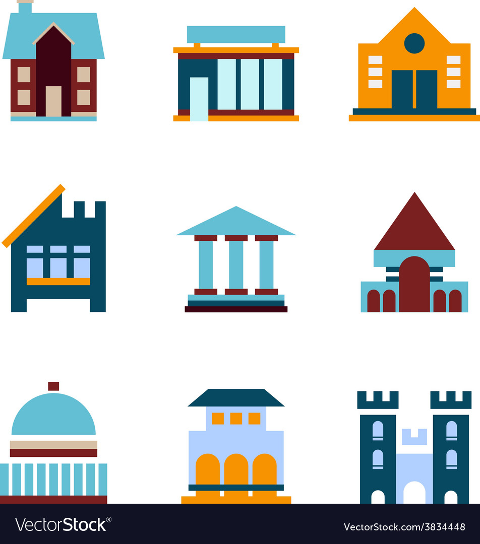 Building icon set abstract architecture