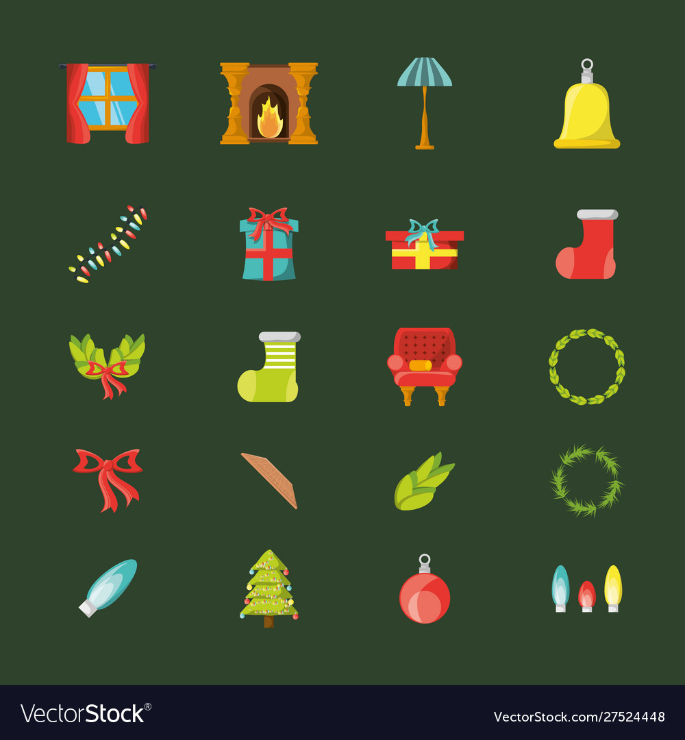 Bundle christmas with icons set