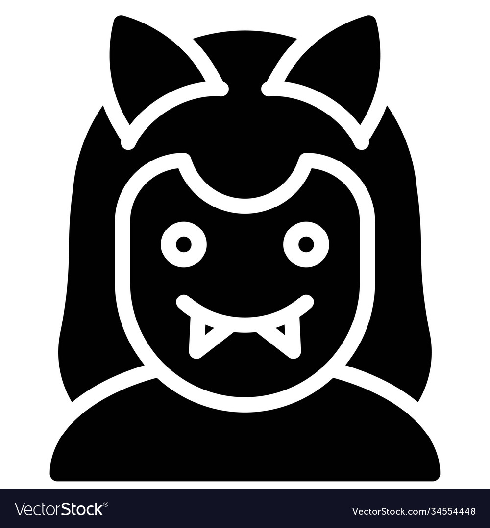 Cat girl avatar halloween costume icon Royalty Free Vector