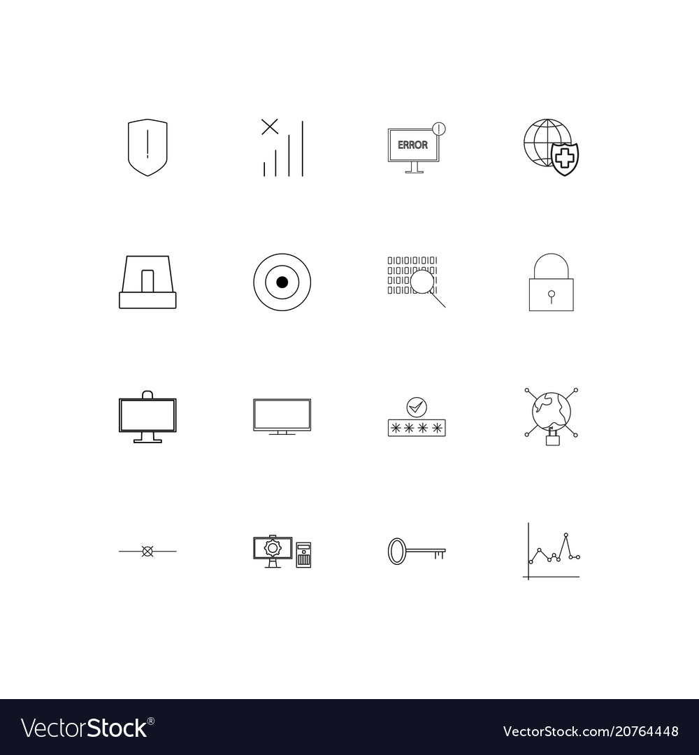 Internet security linear thin icons set outlined