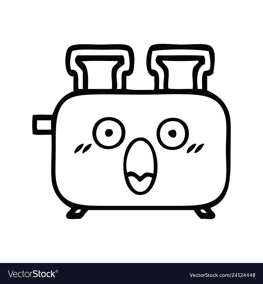 Line drawing cartoon of a toaster