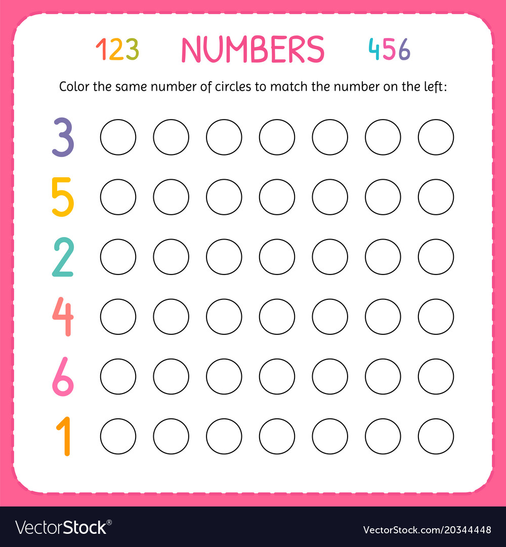 numbers-for-kids-worksheet-for-kindergarten-and-vector-image