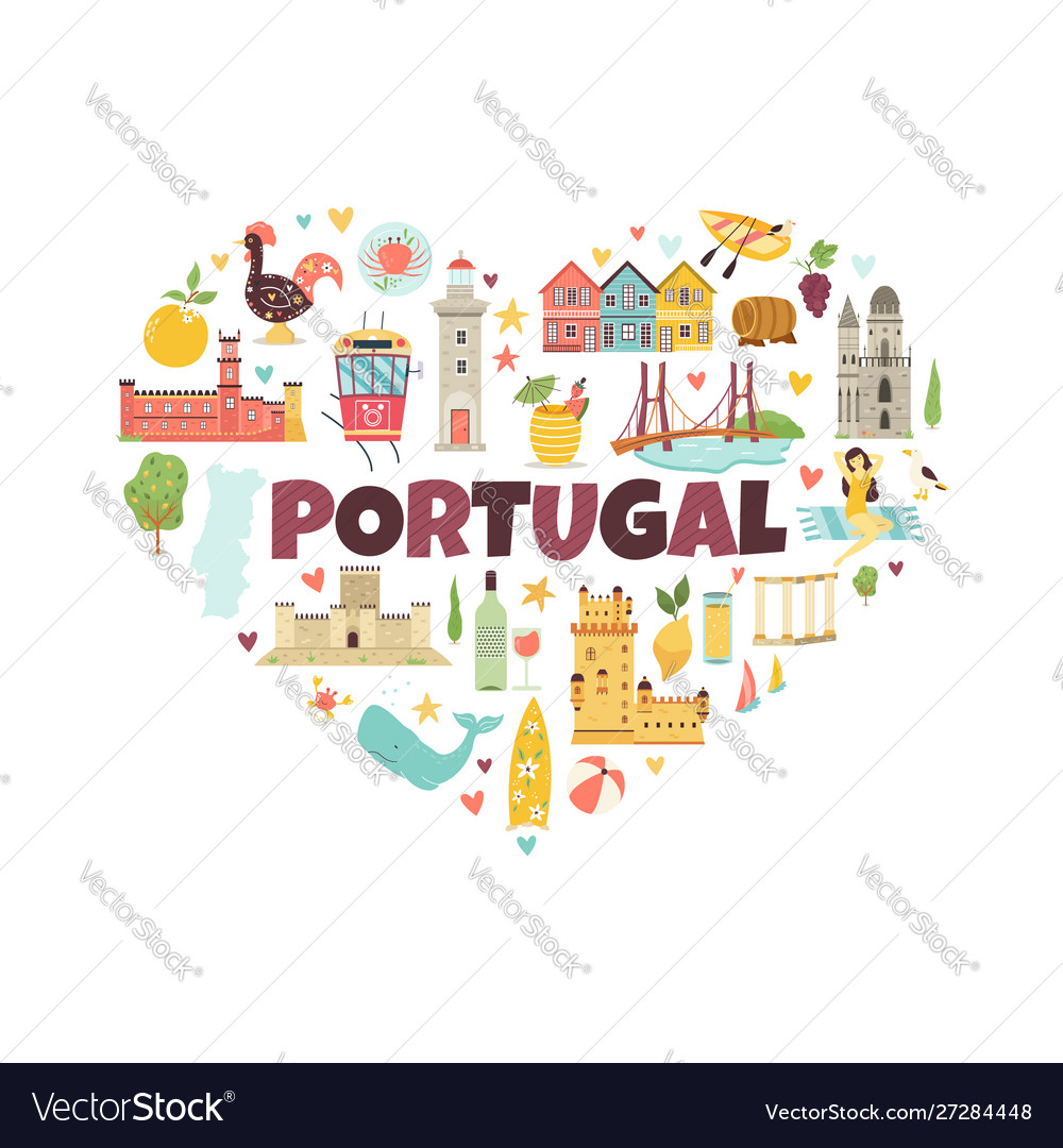 Portugal abstract design with icons symbols object