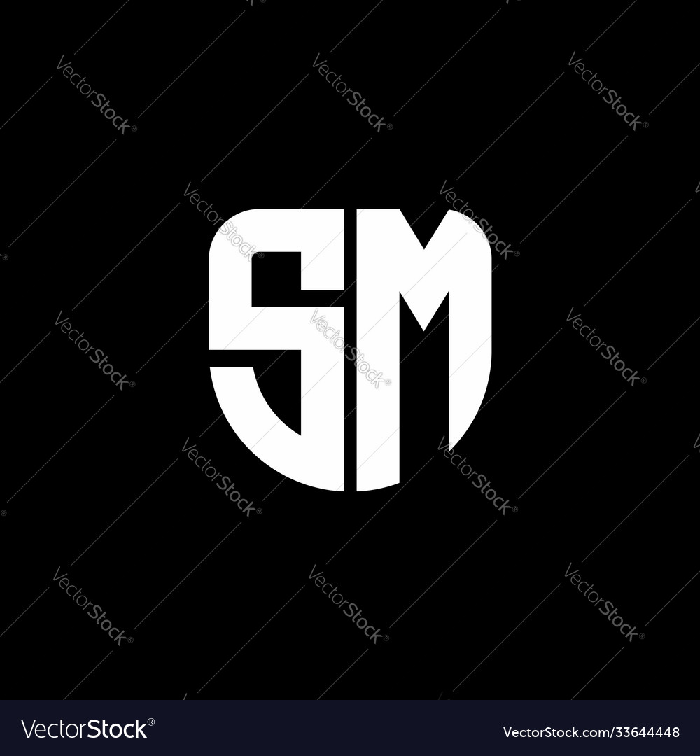 Sm logo monogram with circular shape shield Vector Image