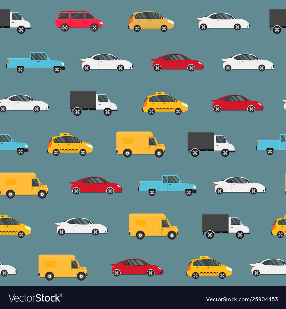 Cartoon color modern car seamless pattern