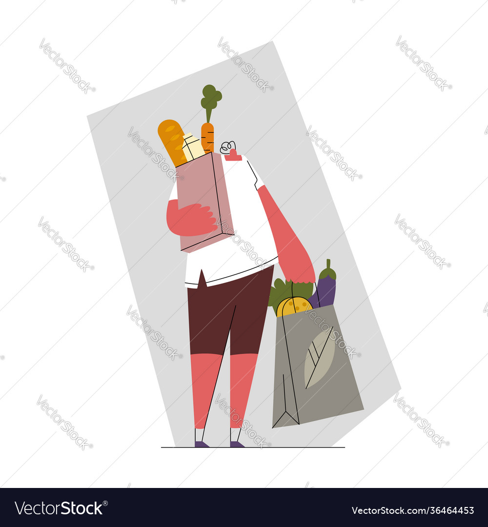 Customer woman holding bags food in her hand