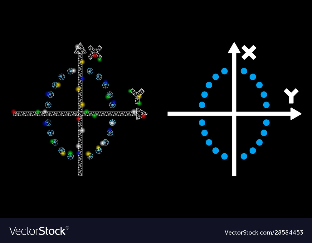 Flare mesh wire frame ellipse plot icon with vector image Flare mesh wire frame ellipse plot icon with