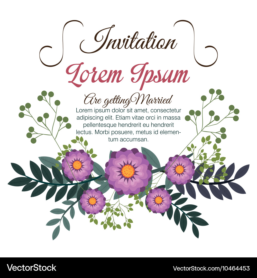 Floral wedding invitation isolated icon design Vector Image