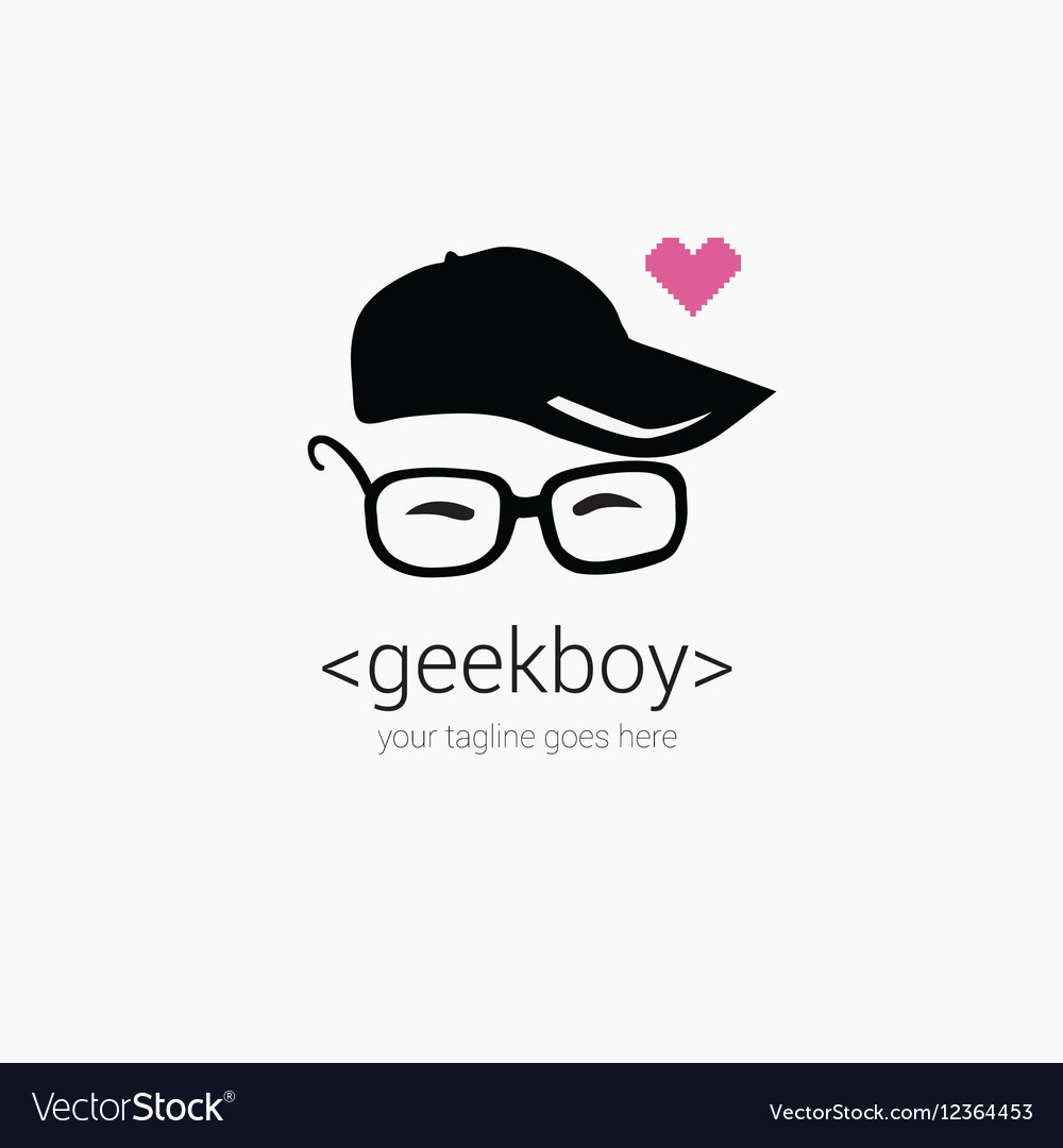 Download Geek boy logo design template with cartoon face in