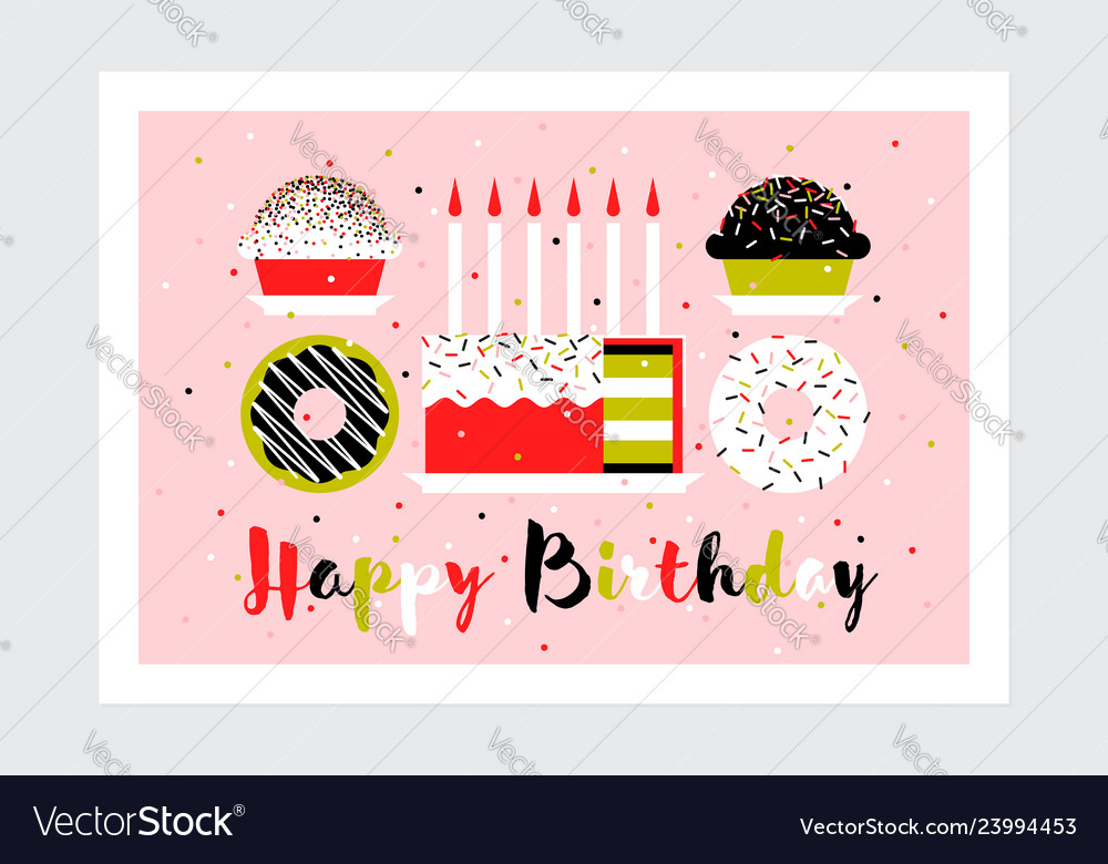 Greeting card with birthday cake candles