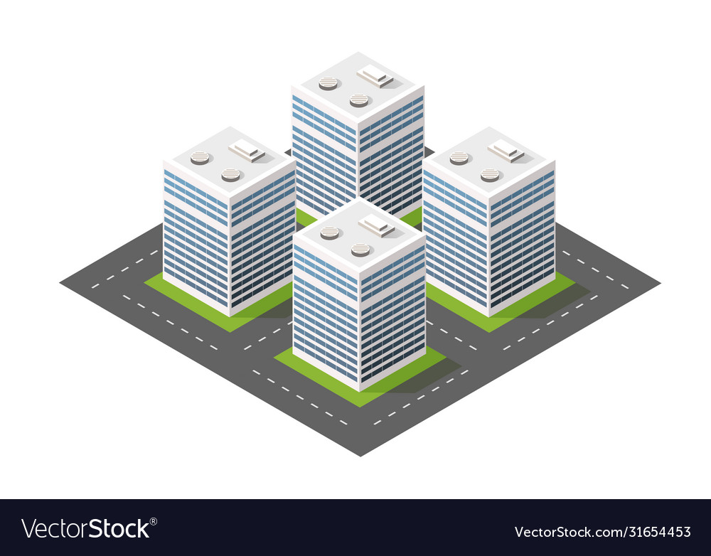 Isometric module city from urban building Vector Image