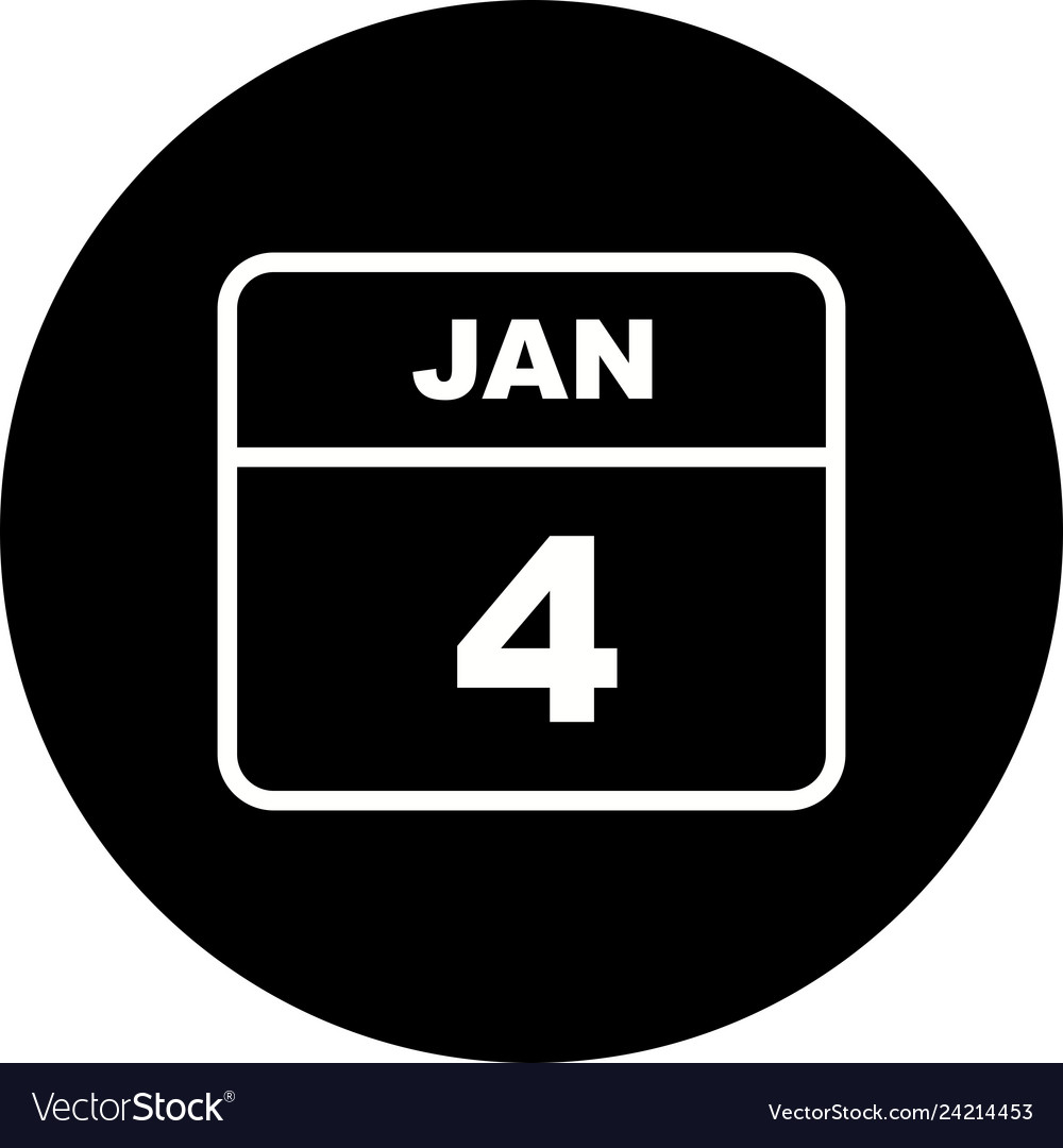 January 4th date on a single day calendar