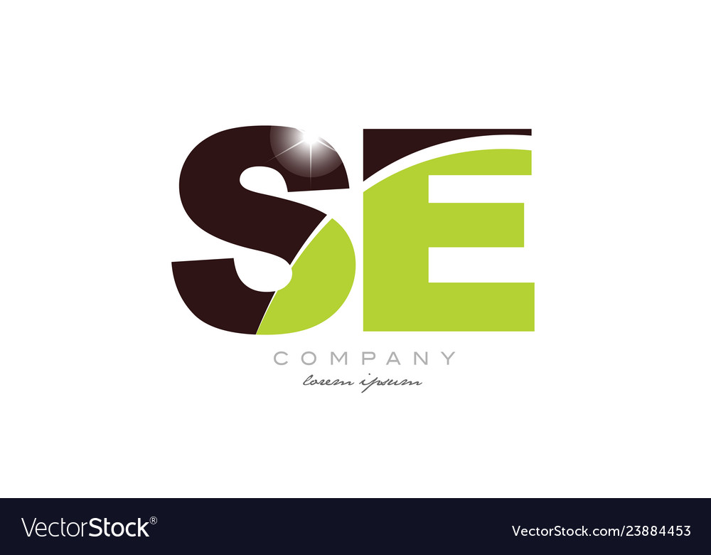 Letter se s e alphabet combination in green and Vector Image