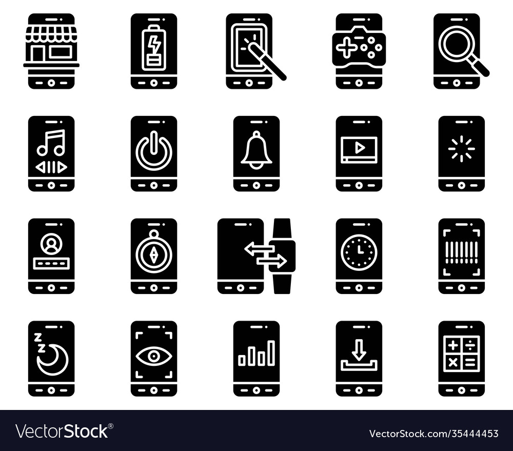 Mobile Anwendung Icon Set 3 solide stye