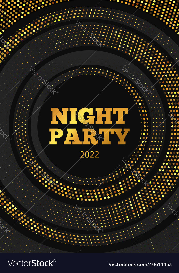 Night party flyer template design gold and black Vector Image