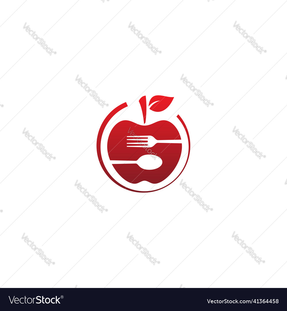 Apple fruit food vegan logo Royalty Free Vector Image