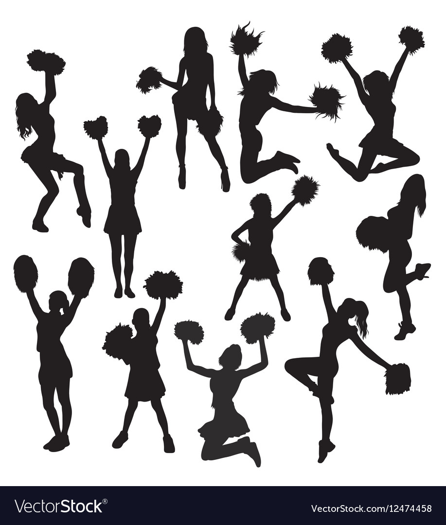 Cheerleaders action and activity silhouettes Vector Image