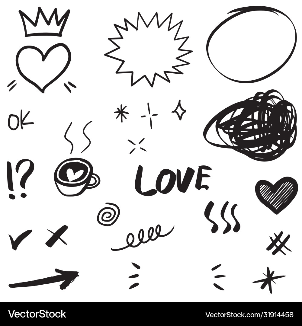 Hand drawn set elements for concept design Vector Image