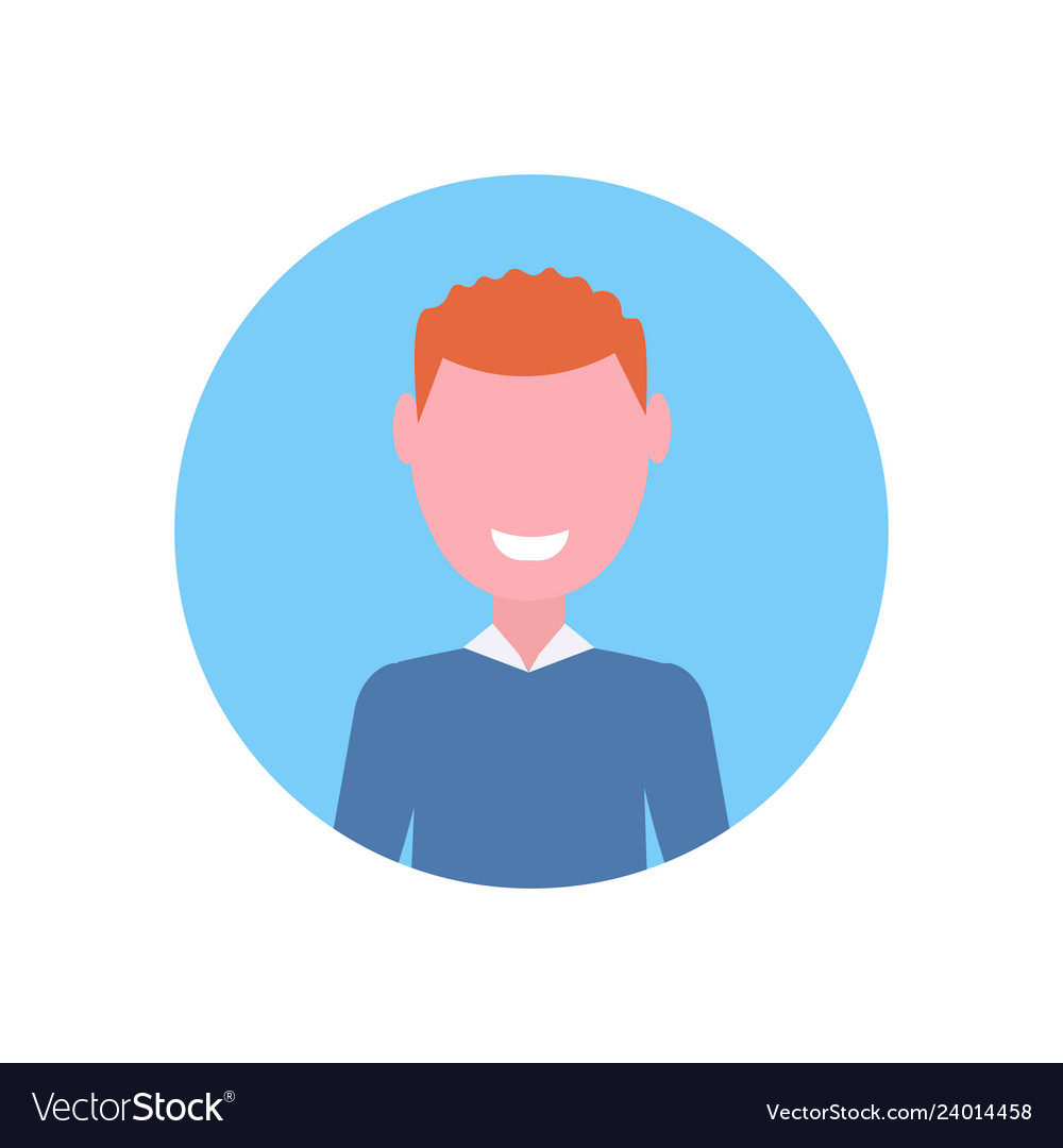 Happy redhead boy face avatar little child male Vector Image