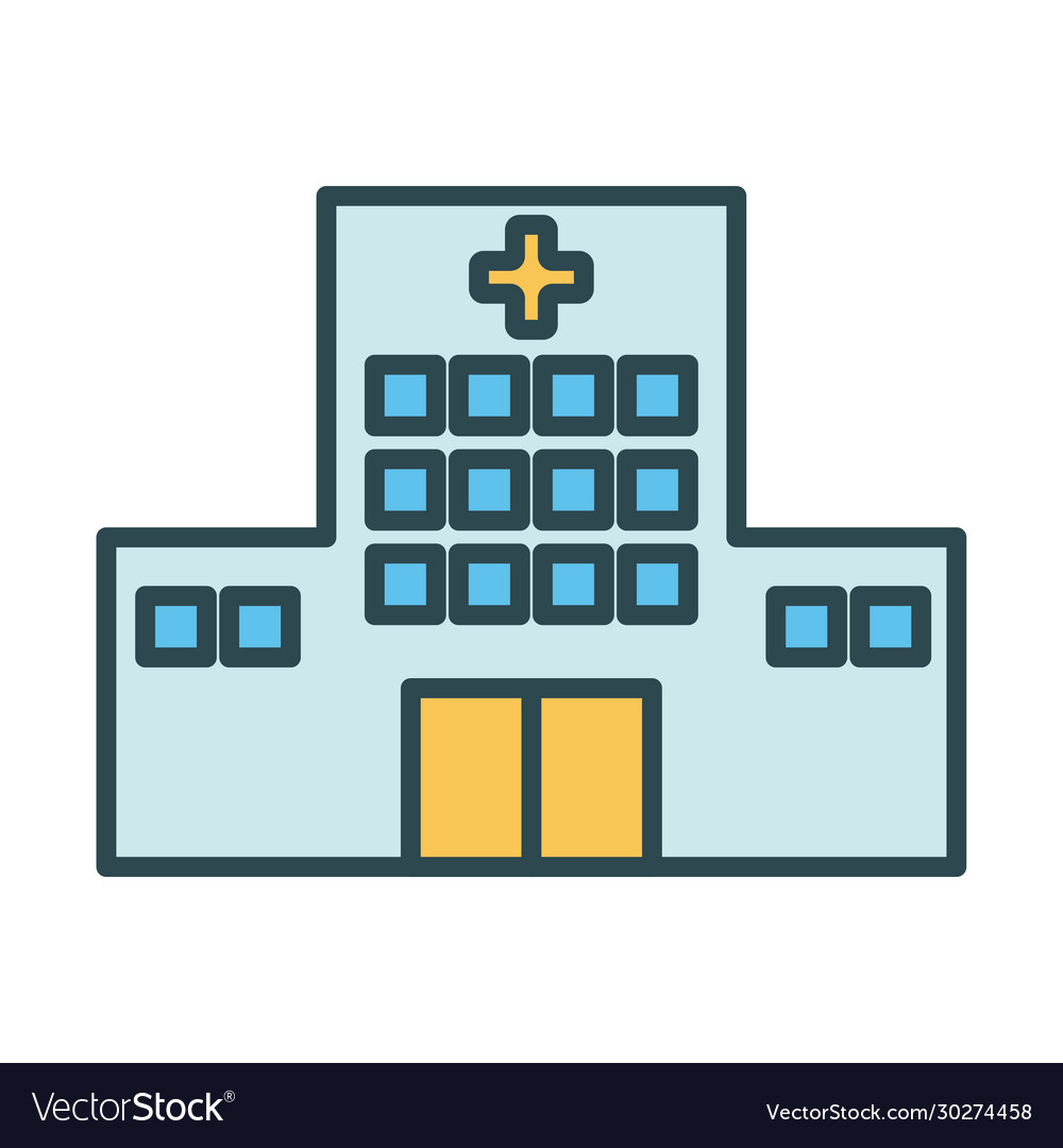 Hospital building fill style icon Royalty Free Vector Image