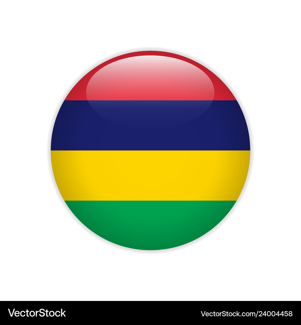 Mauritius flag on button Royalty Free Vector Image