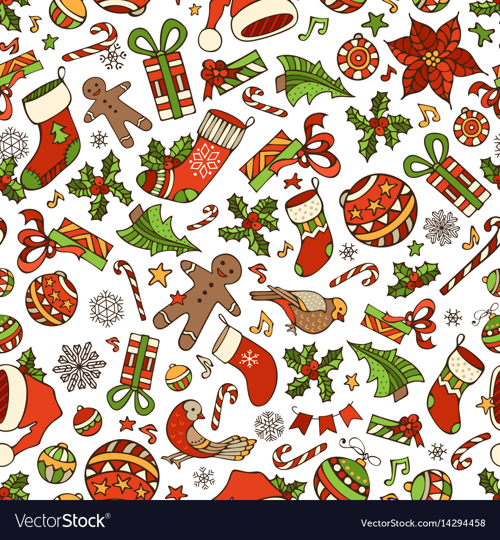 Merry christmas seamless pattern Royalty Free Vector Image