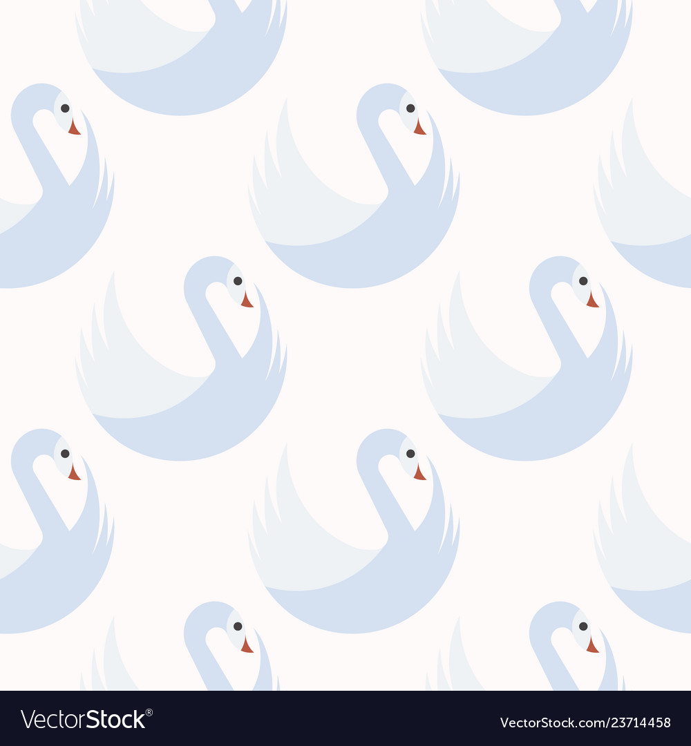 Seamless pattern with white swans in chessboard