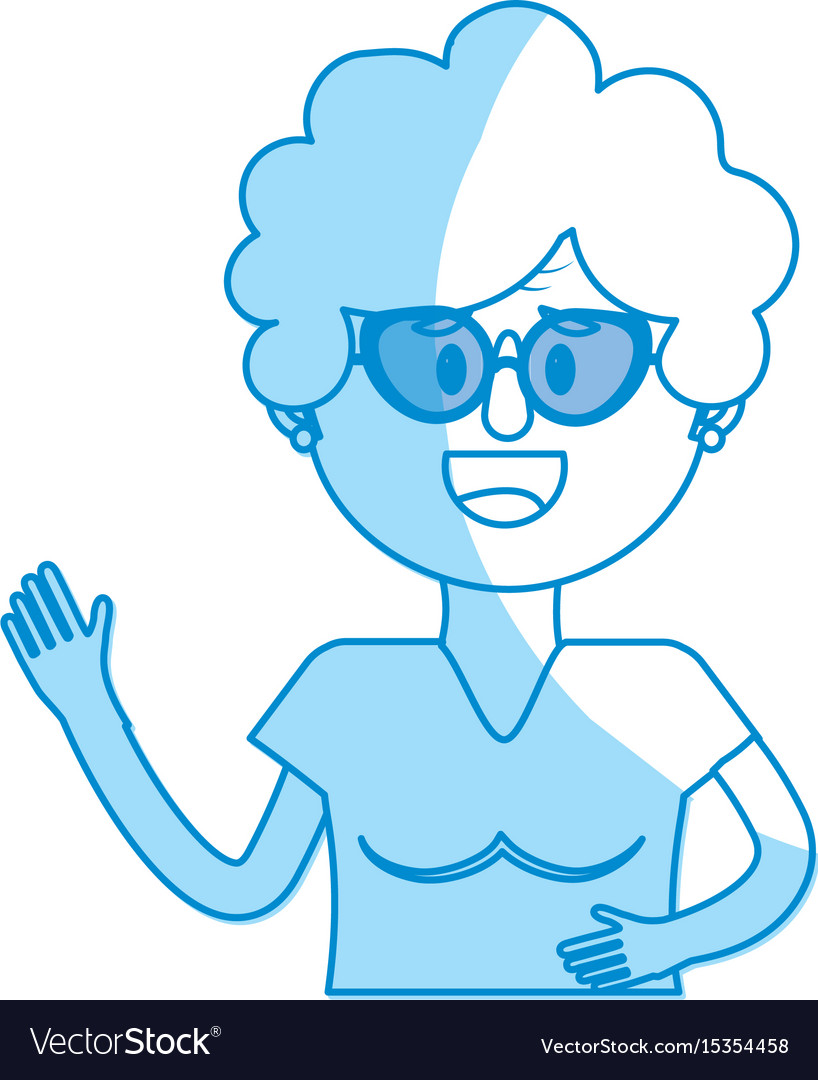 Silhouette Old Woman With Glasses And Hairstyle Vector Image