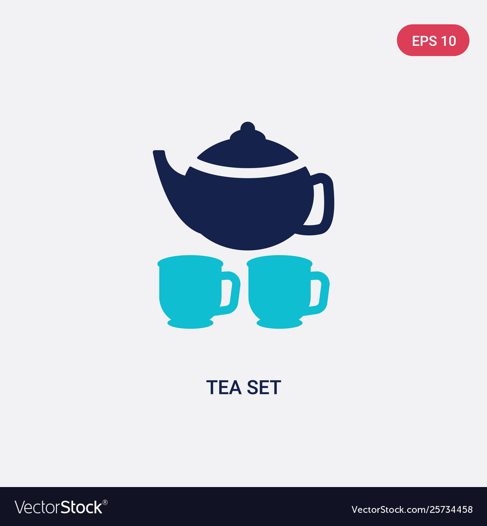 Two color tea set icon from bistro and restaurant Vector Image